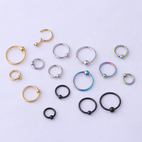 Stainless Steel Seamless Closed Hoop Nose Ring Fashion Piercing Jewelry Multi Functional Ball End Septum Earring
