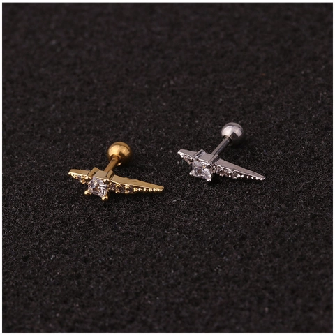 Minimalistischer Edelstahl Knorpel Ohrring Für Damen Herren Geometrischer Stern Strass Eingelegter Piercing Stecker Modischer Körperschmuck Geschenk