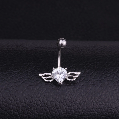 Herz Zirkonia Engel Flügel Bauchnabelpiercing Edelstahl Kupfer Bauchnabelschmuck Für Frauen Mode Sexy Körperschmuck