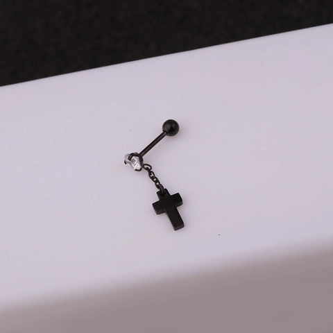 Boucles d'Oreilles Clous de Cartilage en Acier Inoxydable Avec Pendentif Étoile Feuille Croix en Zircon Bijoux Femme