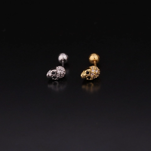 Boucles d'Oreilles Clous en Acier Inoxydable Strass et Perles Artificielles pour Femmes Piercing Cartilage Crâne Cœur Étoile Fleur Bijoux