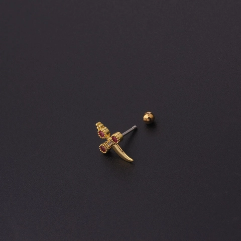 Edelstahl Kupfer Zirkonia Knorpelstecker Schraubverschluss Helix Tragus Conch Piercing Schmuck Für Frauen Retro Punk