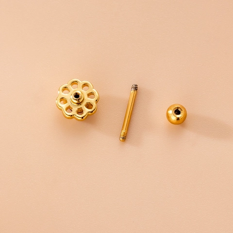 Kraakbeen Oorknopjes Roestvrij Staal Schroefsluiting Koper Paarse Zirkonia Bloem Hart Dainty Piercing Sieraden