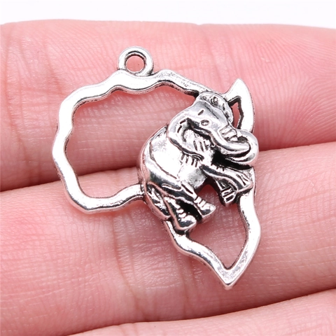 Antique Silver Africa Map Elephant Pendant Alloy Retro DIY Jewelry Making Accessory Ethnic Style Crafting Charm
