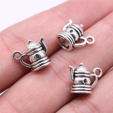 Vintage Antique Silver 3D Teapot Shape Pendant Zinc Alloy Metal Kettle Charms For DIY Necklace Bracelet Jewelry Making Accessories