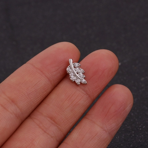 Roestvrij Staal Zirkoon Bloem Kraakbeen Oorknopjes Dubbelzijdige Draad Piercing Sieraden Glinsterend Klein Minimalistisch
