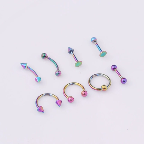 Stainless Steel Body Piercing Jewelry For Nose Eyebrow Lip Stud Captive Bead Ring Gold Silver Black Blue Rainbow Unisex Fashion