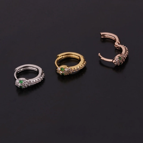 Stainless Steel Zirconia Snake Flower Huggie Hoop Earrings For Women Punk Ear Bone Clip Body Piercing Jewelry