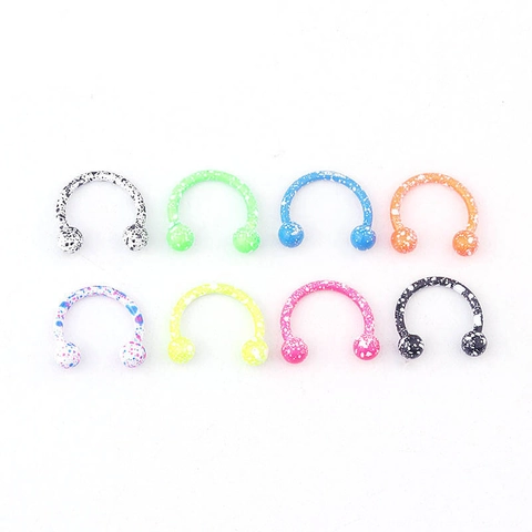 Horseshoe Septum Rings Stainless Steel Splatter Lacquered Ball Lip Piercing Hoop Jewelry For Men Women Body Accessories