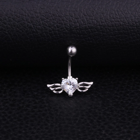 Herz Zirkonia Engel Flügel Bauchnabelpiercing Edelstahl Kupfer Bauchnabelschmuck Für Frauen Mode Sexy Körperschmuck