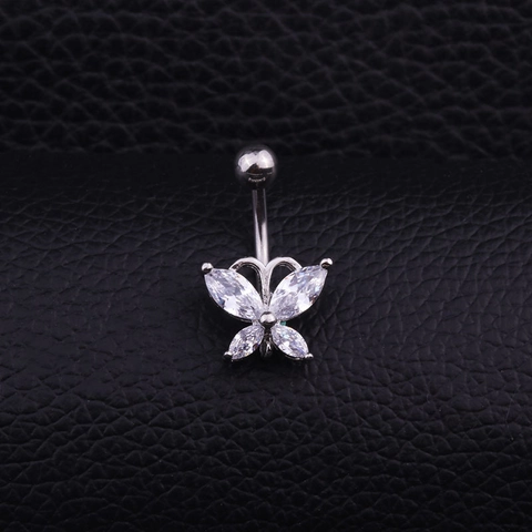 Piercing Nombril En Acier Inoxydable Et Cuivre Pendentif Zircone Cubique Bijoux De Corps Anneaux Femmes Coeur Étoile