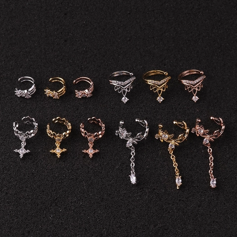 Ear Cuffs Με Ένθετο Ζιργκόν Χωρίς Τρύπημα Clip On Σκουλαρίκια Χάλκινα Κοσμήματα Χόνδρου Αξεσουάρ Μόδας Για Γυναίκες