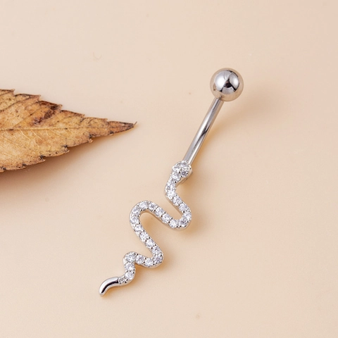 Piercing Para El Ombligo Con Colgante De Circón Acero Inoxidable Joyería Corporal Mujeres Sol Luna Serpiente Abeja
