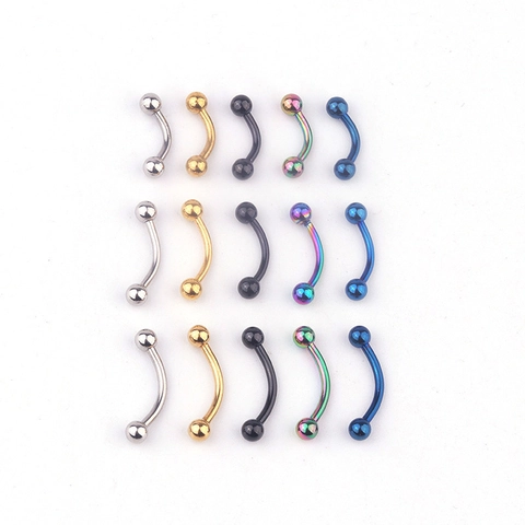 Stainless Steel Curved Barbell Eyebrow Studs Ball End Body Piercing Jewelry Fashion Rings For Men And Women