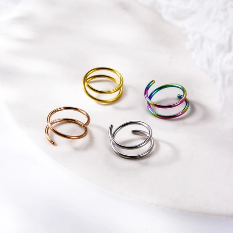 Stainless Steel Spiral Nose Ring Piercing Hoop Fashion Minimalist Body Jewelry For Women Men Layered Style Accessory