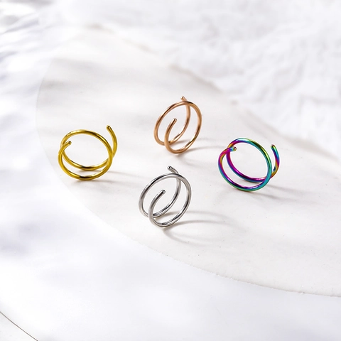 Stainless Steel Spiral Nose Ring Piercing Hoop Fashion Minimalist Body Jewelry For Women Men Layered Style Accessory