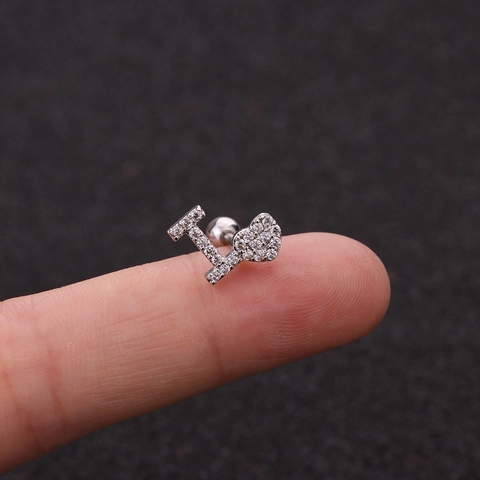 Mini Kraakbeen Oorknopjes Zirkoon Hart Bloem Vlinder Kleine Piercing Oorbellen Met Roestvrijstalen Oorknop