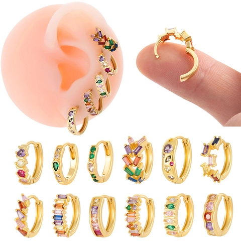 Copper Colored Zirconia Cartilage Earrings Gold Bohemian Hoop Ear Clips For Women Piercing Jewelry Fashion Accessory
