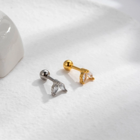 Kraakbeen Piercing Oorbellen En Ear Cuffs Roestvrij Staal Koper Cubic Zirconia Geometrische Bloem Voor Dames