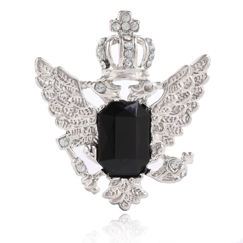 Vintage Doppeladler Brosche Pin Krone Großer Rechteckiger Kristall Strass Legierung Abzeichen Für Damen Herren Schmuck
