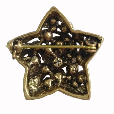 Vintage Alloy Star Moon Brooch With Multi Color Rhinestones For Women Christmas Party Decorative Pin Fashion Jewelry