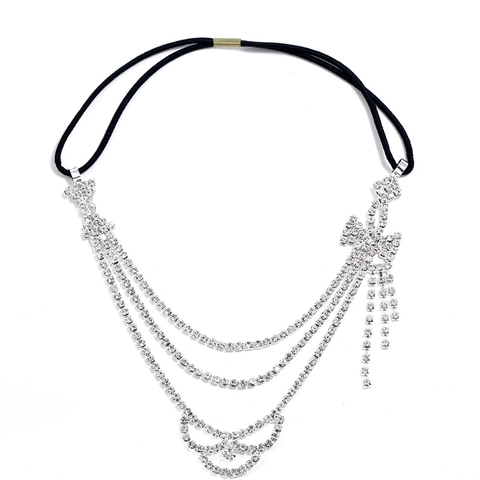Lussuosa Catena per Testa Multistrato in Lega di Strass per Donna Dolce Fiocco Cristallo Fascia per Capelli Matrimonio Festa Sposa Accessori