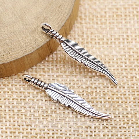 Vintage Legering Veer Hanger Voor DIY Sieraden Maken Antiek Brons Zilver Goud Koper Dierenvleugels Charms Ambacht