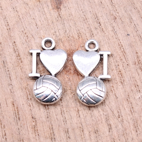 Ciondoli a Cuore a Pallavolo in Lega Antica per Creazione di Gioielli Fai da Te Ciondoli a Tema Sportivo per Collana Bracciale