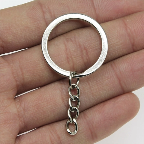 Metal Key Ring With Chain Flat Round Split Keychain Rings DIY Handcrafted Jewelry Making Findings Connector Accessories For Keys