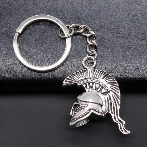 Portachiavi con Pendente Elmo da Guerriero Romano Spartano 3D Vintage Ciondolo ad Anello in Lega Retrò Gladiatore per Uomo Donna