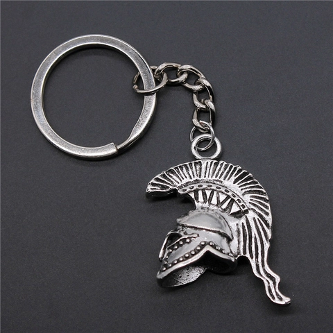 Portachiavi con Pendente Elmo da Guerriero Romano Spartano 3D Vintage Ciondolo ad Anello in Lega Retrò Gladiatore per Uomo Donna