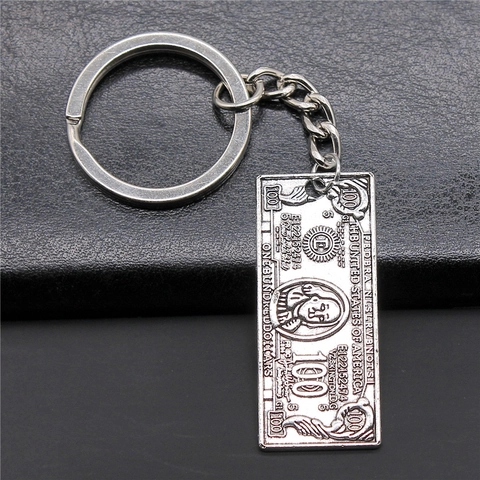 Portachiavi in Lega con Banconota da 100 Dollari in Argento Antico Vintage Ciondolo in Metallo Retro Portachiavi per Souvenir Turistico Regalo Unisex Accessori