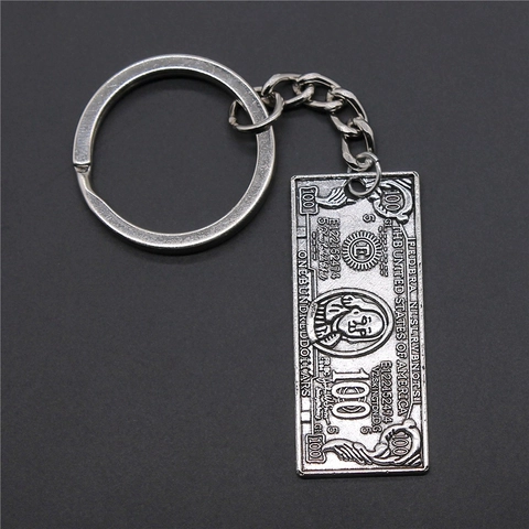 Portachiavi in Lega con Banconota da 100 Dollari in Argento Antico Vintage Ciondolo in Metallo Retro Portachiavi per Souvenir Turistico Regalo Unisex Accessori
