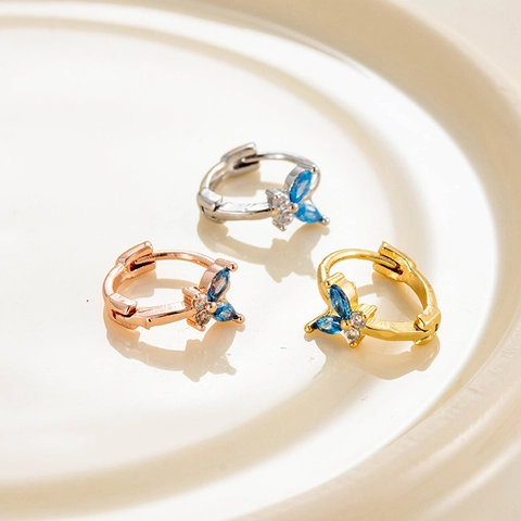 Kleine Frische Kupfer Schmetterling Ohrringe Für Damen Eingelegt Zirkonia Tier Ohrclip Süß Piercing Mode Schmuck Zubehör