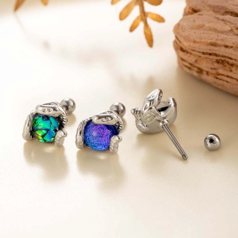Snake Dragon Claw Cartilage Stud Earrings Stainless Steel Screw Back Punk Gothic Jewelry For Women Men