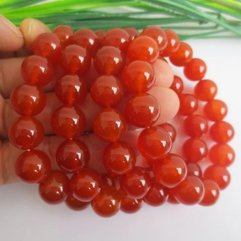 Natural Red Agate Round Bead Bracelet Fashion Crystal Healing Stone Stretch Bracelet For Women Minimalist Jewelry Gift