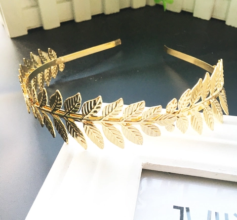 Cerchietto Foglia in Lega Oro Argento Stile Greco Vintage Fascia Capelli Corona Alloro per Matrimonio Festa Donna Accessori Capelli