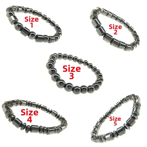 Hematite Magnetic Therapy Bracelet For Men Women Unisex Handmade Beaded Elastic Geometric Metallic Stone Jewelry Gift Bracelet