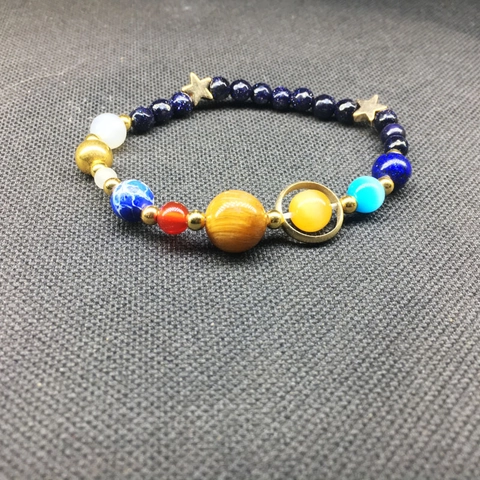 Solar System Planets Beaded Bracelet Natural Stone Eight Planets Galaxy Guardian Star Charm Bracelet For Men Women Yoga Jewelry