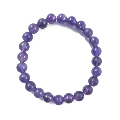 Bracciale di Perle Tonde in Ametista Naturale per Uomo Donna Minimalista Viola Cristallo Braccialetto Elastico Moda Gioielli Regalo