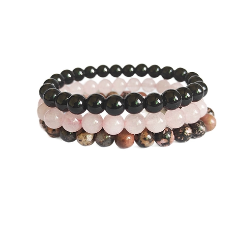 Bracciale in Vetro per Uomo Donna Stile Pietra Lucida Bracciali Mala Elastici Accessori Gioielli Impilabili Abbigliamento Quotidiano Casual