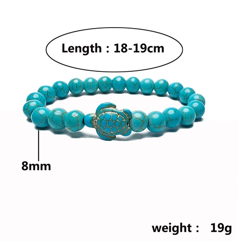 Natural Stone Sea Turtle Beaded Elastic Bracelet Unisex Lava Stone Turquoise Tortoise Charm Bead Bracelet Jewelry Gifts