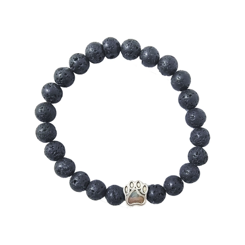 Naturstein Perlenarmband Mit Legierung Pfotenabdruck Anhänger Für Damen Unisex Täglich Casual Schmuck Hund Katze Geschenk
