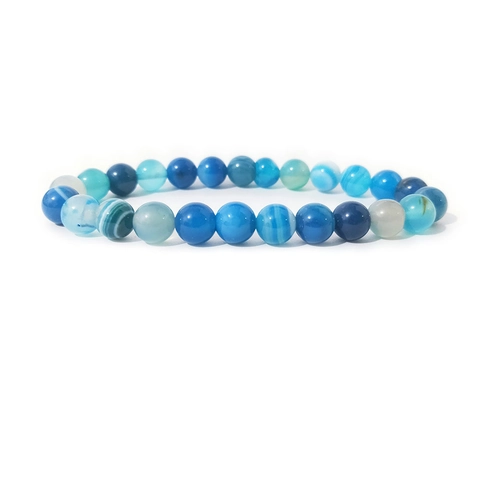 Pulsera de Cuentas de Piedra Natural Ágata Rayada Ojo de Tigre Elástica Curación Yoga Pulsera para Mujeres Hombres Joyería Regalo