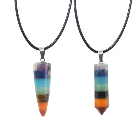 7 Chakra Heilkristall Anhänger Halskette Sechseckiges Prisma Kegel Naturstein Energie Yoga Schmuck Für Damen Herren Geschenk