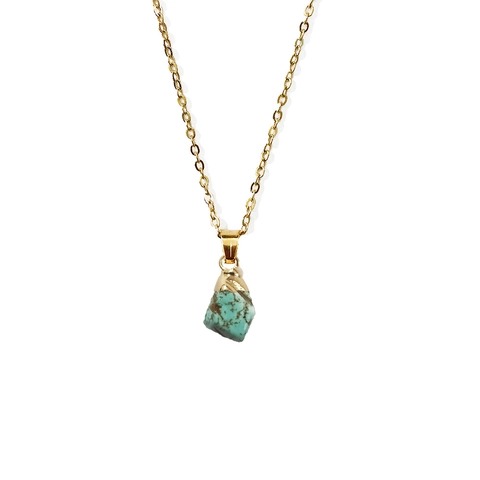Collier Pendentif en Pierre de Cristal Naturelle pour Femme Chaîne en Acier Inoxydable Bijoux en Pierre Gemme Brute