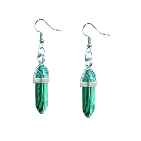 Natural Stone Hexagonal Pillar Drop Earrings Bohemian Healing Crystal Point Amethyst Quartz Jewelry For Women Girls
