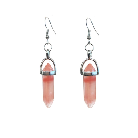 Natural Stone Hexagonal Pillar Drop Earrings Bohemian Healing Crystal Point Amethyst Quartz Jewelry For Women Girls