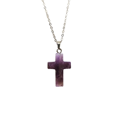 Natuursteen Handgesneden Kruis Hanger Halsketting Kristal Kwarts Sieraden Voor Mannen Vrouwen Dagelijks Religieus Cadeau