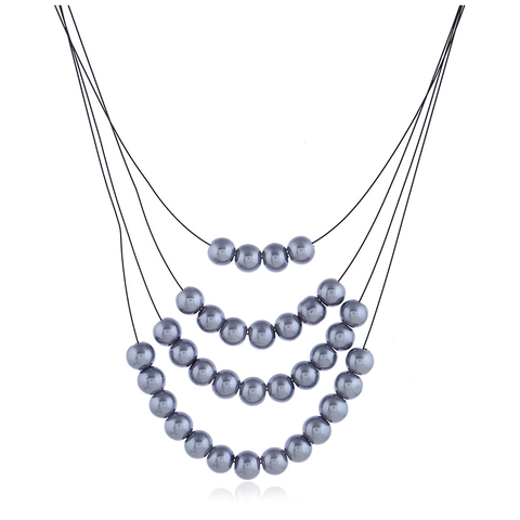 Collier Künstliche Perles Multicouches à la Mode pour Femmes Élégant Collier Ras du Cou à Plusieurs Rangs Bijoux de Fête Cadeau